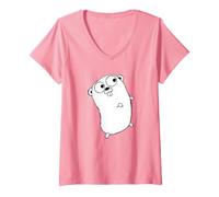 Mujer Go Golang Programming Language Logo Mascot Gopher Camiseta Camiseta Cuello V