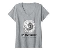 Mujer Go Gray in May Brain Tumor Awareness Brain Cancer Camiseta Cuello V