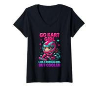 Mujer Go Kart Girl, Pero más Guay, Divertido gráfico de Carreras de Karts para niñas Camiseta Cuello V