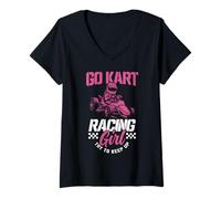 Mujer Go Kart Racing Girl Divertido Go Cart Racer Karting Camiseta Cuello V