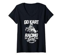 Mujer Go Kart Racing Girl Divertido Go Cart Racer Karting Camiseta Cuello V