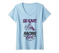 Mujer Go Kart Racing Girl Divertido Go Cart Racer Karting Camiseta Cuello V