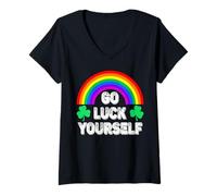 Mujer Go Luck Yourself Funny Día de San Patricio Camiseta Cuello V