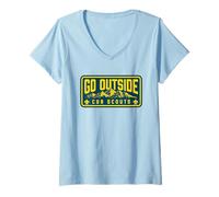 Mujer Go Outside! Cub Scouts Mountains Scouting Hiking Camiseta Cuello V