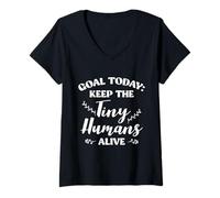 Mujer Goal Today: Keep The Tiny Humans Alive Enfermera Camiseta Cuello V