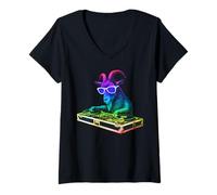 Mujer Goat DJ Music Party Animal Amante Camiseta Cuello V