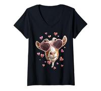 Mujer Goat Farmer Farm Rancher - Gafas de Sol para el día de San Valentín Camiseta Cuello V
