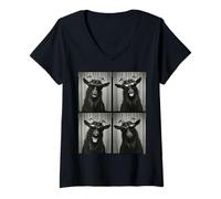 Mujer Goat in Sunglasses Funny Photobooth Goat Selfie Farm Animal Camiseta Cuello V