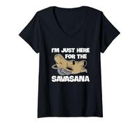 Mujer Goat Yoga Savasana Divertido Descanso Goat Yoga Humor Yogi Camiseta Cuello V