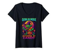 Mujer Goblin de Dulces de Halloween Camiseta Cuello V