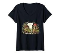Mujer Goblincore Naturecore Sonógrafo Ultrasonido Tech Seta Camiseta Cuello V