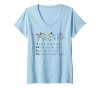 Mujer God Amen Agree God Move God with Christian Saying God Quote Camiseta Cuello V