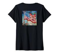 Mujer God Bless America Land That I Love US Flag Pintura artística Camiseta Cuello V