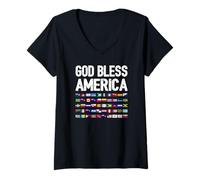 Mujer God Bless America Todos los países Orgullo Latino Camiseta Cuello V