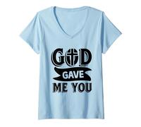 Mujer God Gave Me You - Motivación de fe Cristiana inspiradora Camiseta Cuello V