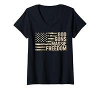 Mujer God Guns Massie Freedom Thomas - Bandera de EE. UU Camiseta Cuello V
