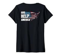 Mujer God Help America Bandera Estadounidense Nosotros la Gente ya no está Orgullosa Camiseta Cuello V
