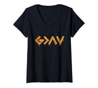 Mujer God is Faithful More Than Highs and Lows Honeycomb Version Camiseta Cuello V