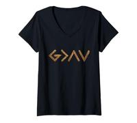 Mujer God is Faithful More Than Highs and Lows Wooden Version Camiseta Cuello V
