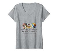 Mujer God is Still Writing Your Story Faith Bible Versículo Camiseta Cuello V