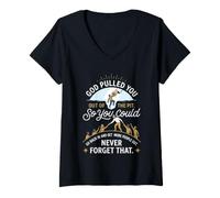Mujer God Pull You out of The Pit Recovery Faith Design Camiseta Cuello V