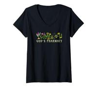Mujer God’s Pharmacy Healing Herbs Row Gardening Meme Camiseta Cuello V