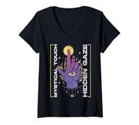 Mujer Godo. Toque místico, mirada oculta. Camiseta Cuello V