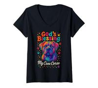 Mujer God'S Blessing Cane Corso Dog Paw Faith Colorful Dot Design Camiseta Cuello V