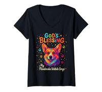 Mujer God'S Blessing Pembroke Welsh Corgi Dog Paw Faith Colorido Camiseta Cuello V