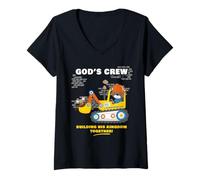 Mujer God'S Crew - Excavator Construction Kids Christian Animals Camiseta Cuello V