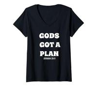 Mujer Gods Got A Plan Versículo de la Biblia Jeremías 29:11 Camiseta Cuello V