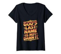 Mujer God'S Last Name Is Not Damn It Church Sarcasm Jokes - Camiseta Cuello V