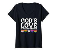 Mujer God's Love Is Fully Inclusive LGBTQIA+ Gay Pride Christian Camiseta Cuello V