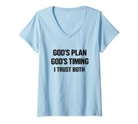 Mujer Gods Plans Gods Timing Inspiración Cristiana Basado en la fe Camiseta Cuello V