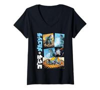 Mujer Godzilla Comic Frames Mechagodzilla Retro Monster Movie Camiseta Cuello V