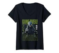 Mujer Godzilla Game Over Kanji Vintage Japanese Monster Movie Camiseta Cuello V
