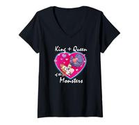 Mujer Godzilla King and Queen of Monster's Heart Cute Kaiju Movie Camiseta Cuello V