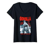 Mujer Godzilla King of The Monsters Tokyo Japan Red Text Movie Camiseta Cuello V
