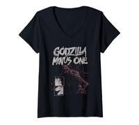 Mujer Godzilla Minus One Two Tone Monster Collage Movie Camiseta Cuello V