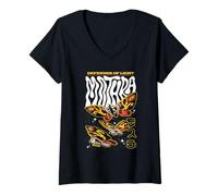 Mujer Godzilla Mothra Defender of Light Retro Collage Movie Camiseta Cuello V