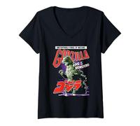 Mujer Godzilla Unstoppable Force of Nature Retro Kanji Kaiju Movie Camiseta Cuello V