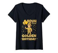 Mujer Golden Birthday Boys Girls Bday Fiesta de cumpleaños Bombero Camiseta Cuello V