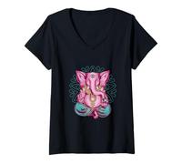 Mujer Golden Hue Mandala Sacred Geometry Yoga Graphic Camiseta Cuello V