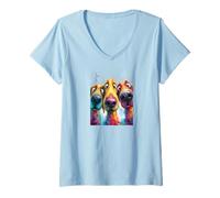 Mujer Golden Labrador - We 3 Retriever Camiseta Cuello V