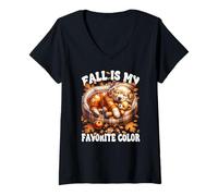 Mujer Golden Retriever Fall Puppy Mom Fall Is My Favorite Color Camiseta Cuello V