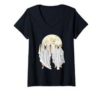 Mujer Golden Retriever Ghost Dogs Halloween Boo Friends Parejas t Camiseta Cuello V