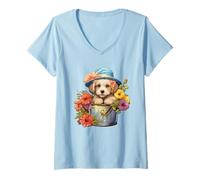 Mujer Golden Retriever Graphic For Spring and Women Cute Dog Lover Camiseta Cuello V