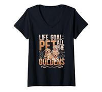 Mujer Golden Retriever Lover Life Goal Pet All The Goldens Dog Camiseta Cuello V