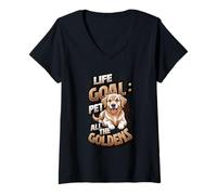 Mujer Golden Retriever Lover Life Goal Pet All The Goldens Dog Camiseta Cuello V
