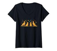Mujer Golden Retriever, Perro Moderno de Mediados de Siglo, Retro atómico Camiseta Cuello V